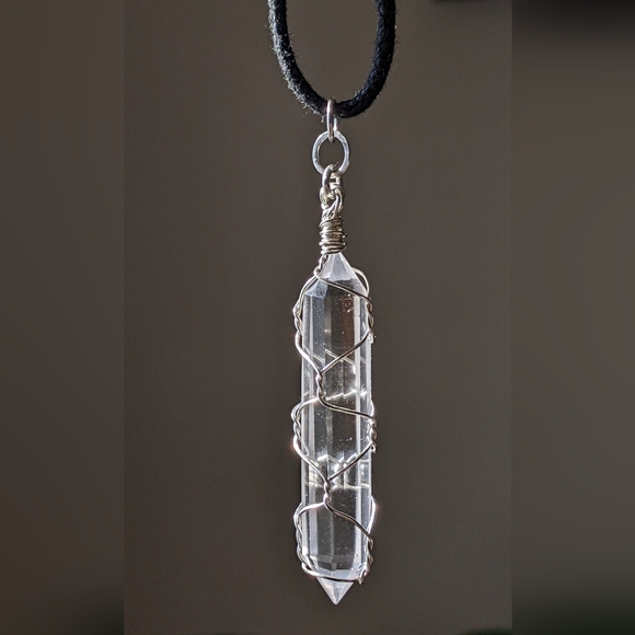 Healing Vogel Quartz Point Amulet Handmade Sterling Silver Basket Weave - Picture 6 of 16